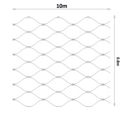 Lanková sieť, 0,8 x 10 m, oko 60 x 104 mm, o 2 mm, AISI 316 Lanková sieť, 0,8 x 10 m, oko 60 x 104 mm, o 2 mm, AISI 316